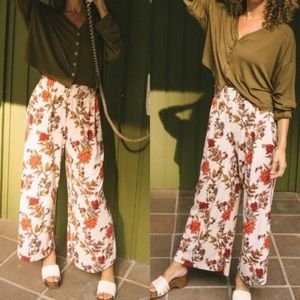 Jackson Rowe Floral Tropics Flowy Wide‎ Leg Midi Cropped Jasmine Pants